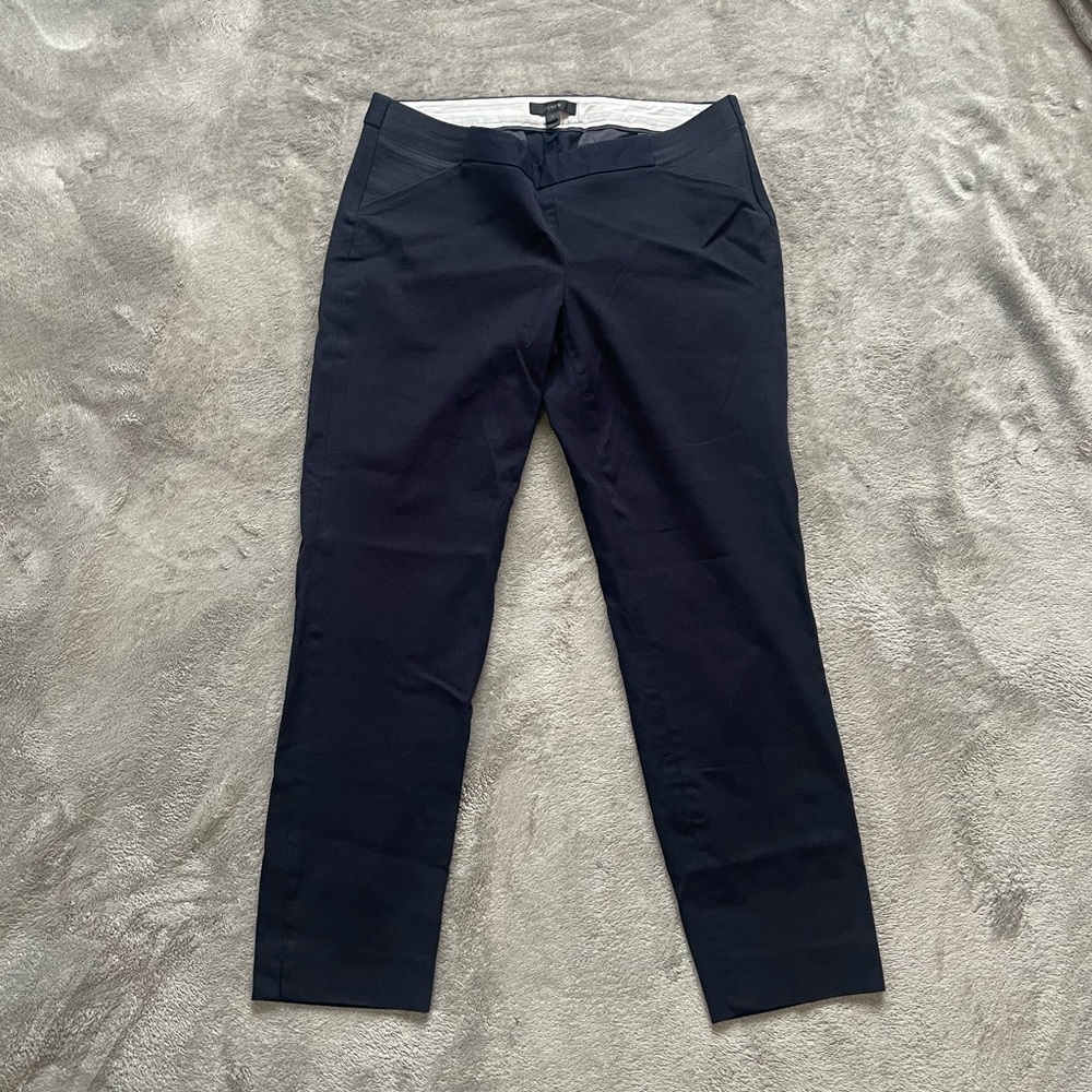 J. Crew Pull On Skinny Ankle Pants Size 4 Navy Minimal Clean Girl Work Office